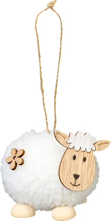 Wool sheep with floral appliqué, cream, 1 piece