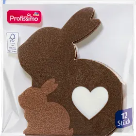 Napkins "Rabbit with Heart", punched (33x33 cm), 12 pcs