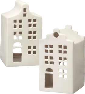 Decorate & furnish lantern made of ceramic, gable house, matt white, 1 piece