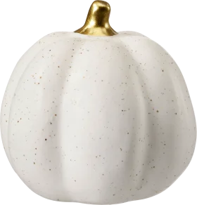 Decorate & Furnish Ceramic pumpkin with golden stem, white, small, 1 piece