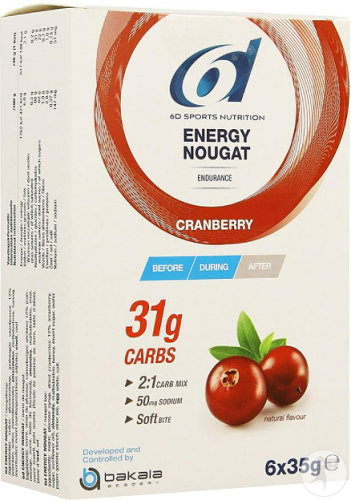 6d Energy Nougat Endurance Energy Bar Cranberry 6x35g