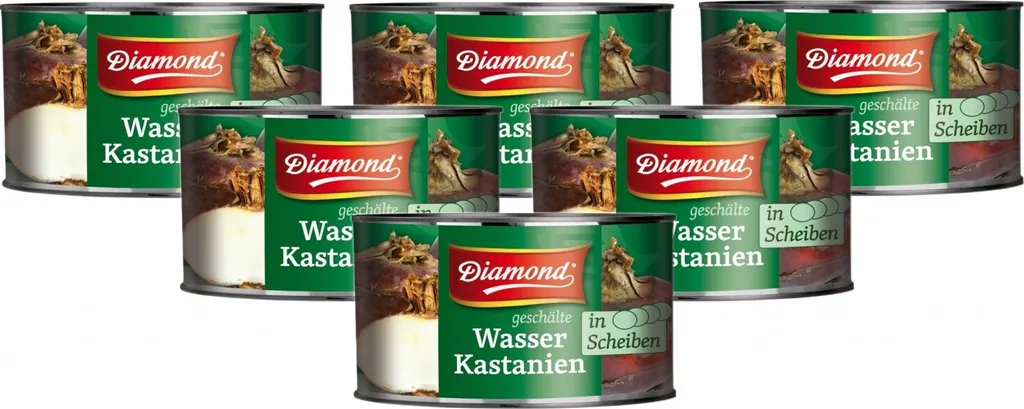6-pack DIAMOND peeled water chestnuts in slices 227g / 140g drained weight