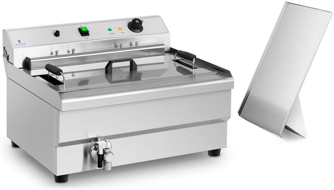 Royal Catering RCBG-30STHB Fat Baking Tool Deep Fryer 30 Litres with Tray 9000 W Cold Zone