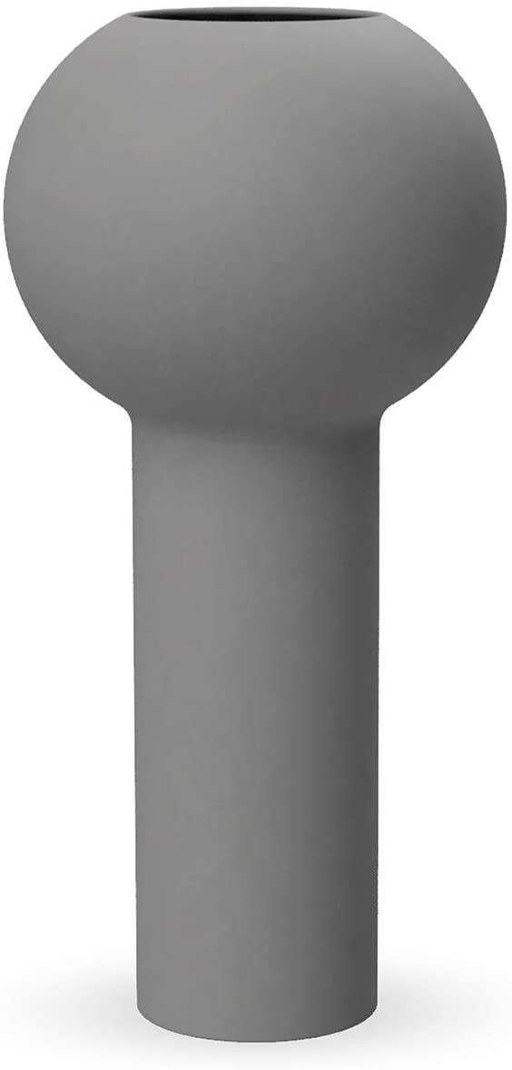 Cooee - Vase - Flower Vase - Pillar - Ceramic - Grey/Grey - Diameter 17 Cm 