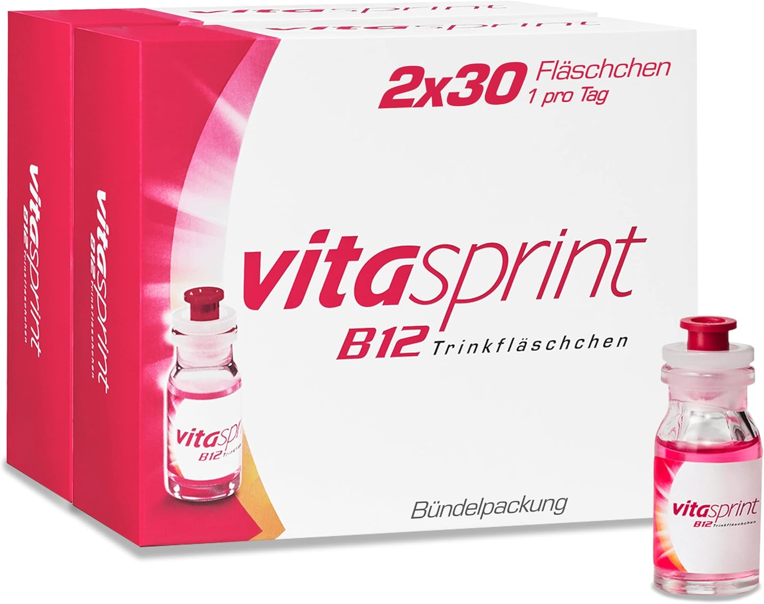 Vitasprint B12 drinking bottles - medicine with high-dose vitamin B12 and protein building blocks for mental and physical energy - 2 x 30 drinking bottles