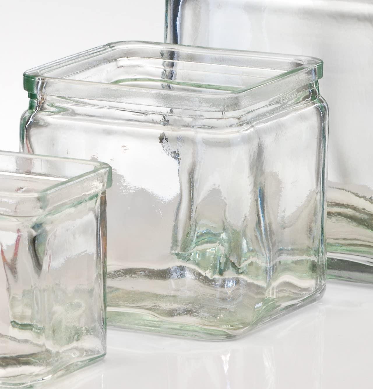 Sandra Rich Glass Cube Rustic Glass Tea Light Holder Vase Glass Bowl, Diameter 10 cm