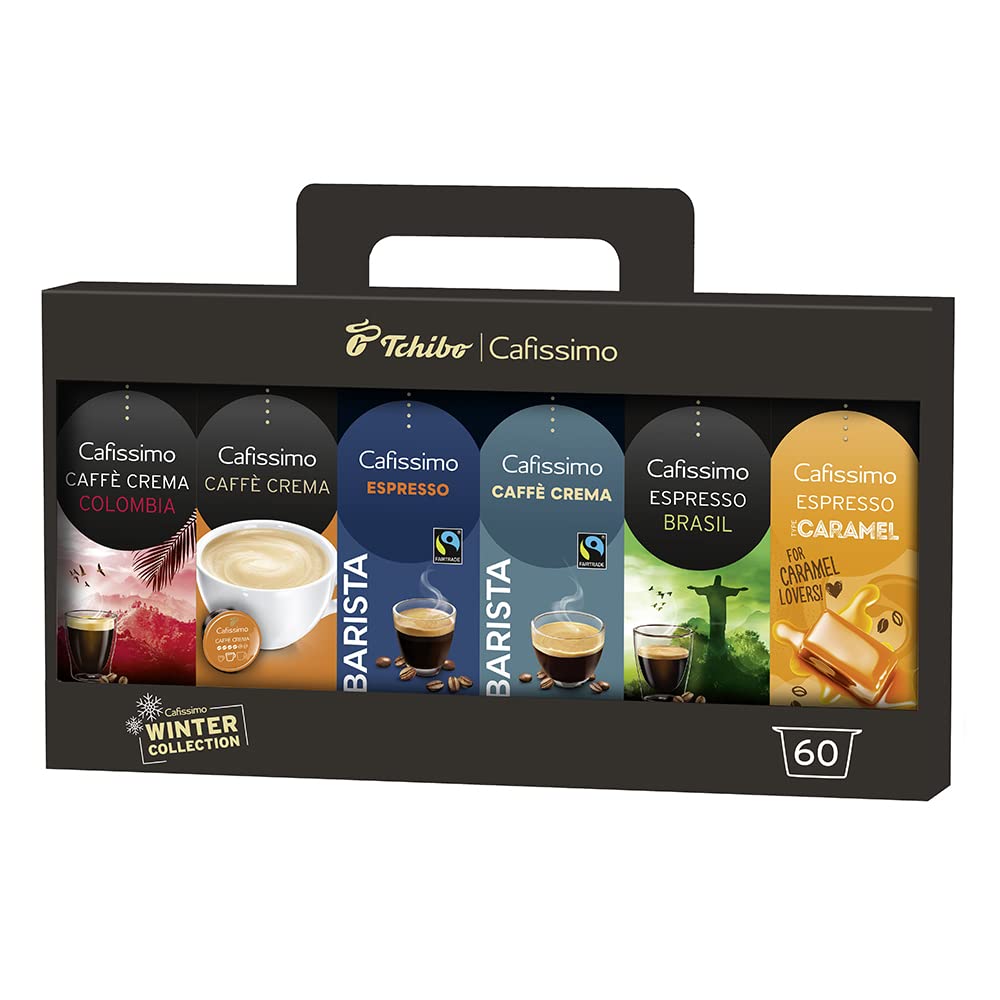 Tchibo Cafissimo Tasting box Winter Collection different varieties, caffè Crema, espresso and coffee 60 pieces (6 x 10 capsules) Capsule cases sustainably & fairly traded (Winter Collection)