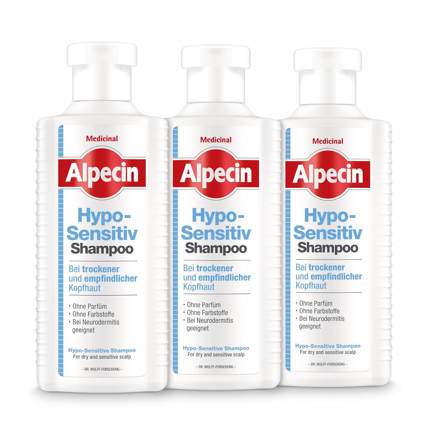Alpecin Hypo -Sensitive Shampoo - 3 x 250 ml - Hair Shampoo for Dry and Sensitive Scalp | No dyes and no perfume