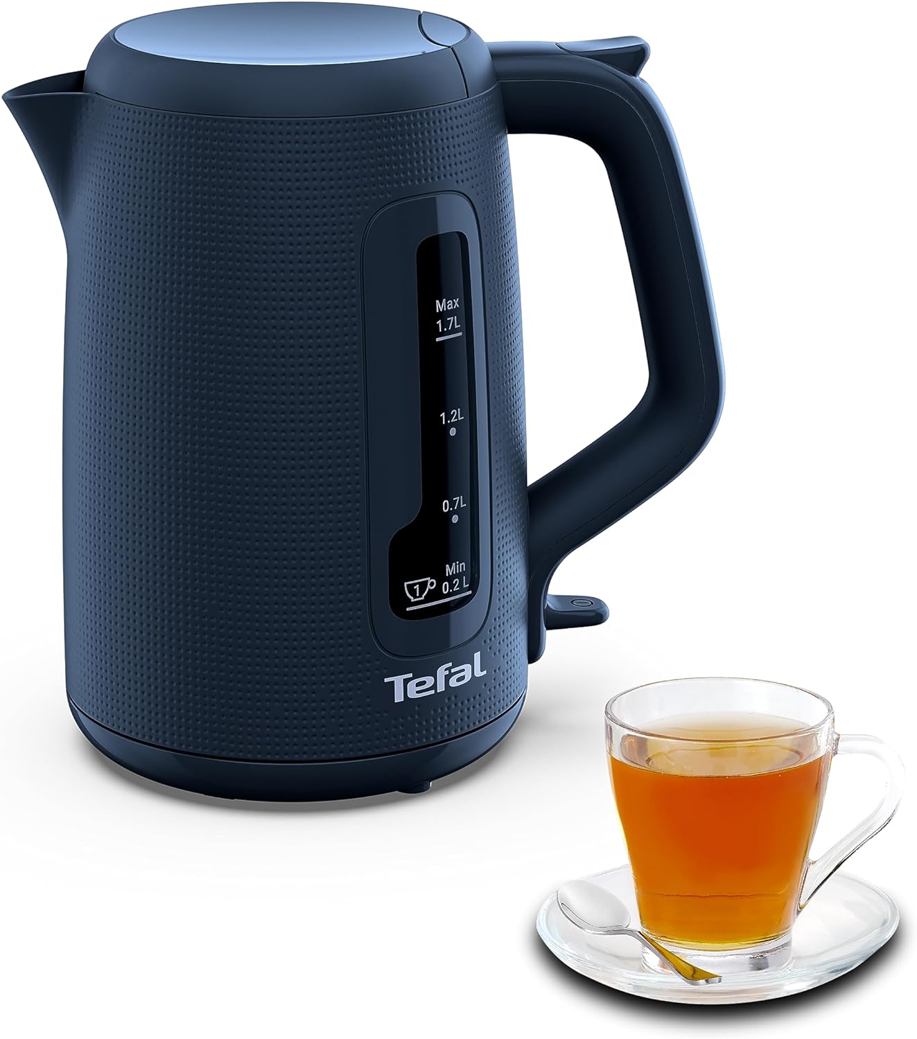 Tefal KO2M04 Morning Kettle | Elegant Design | 1.7L Capacity | Large Filling Opening | Wide Spout with Metal Filter | Covered Heating Element | Wanted Blue