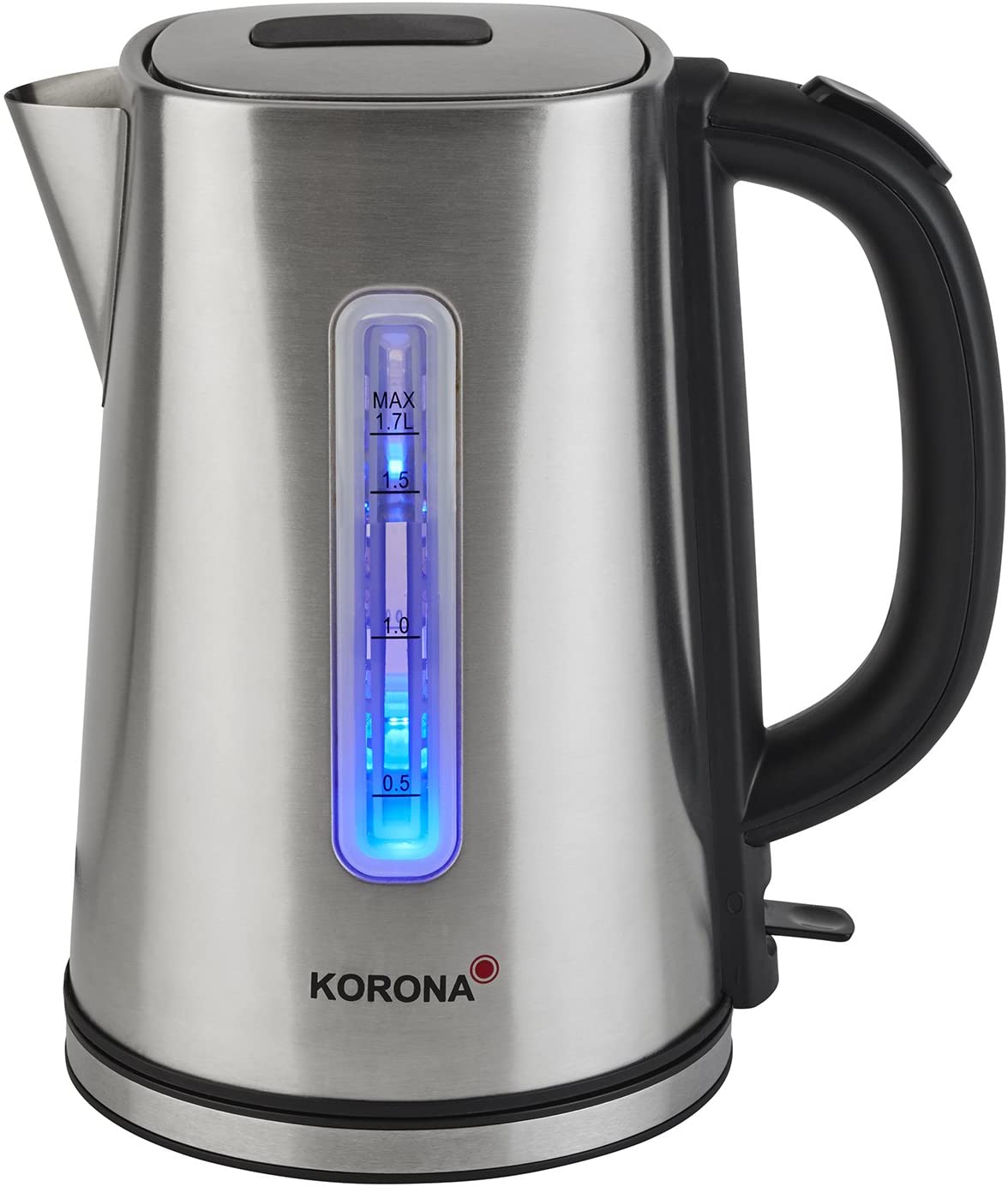 Korona 20252 Jug Kettle in Stainless Steel/Black with Lit Clear Water Level Indicator