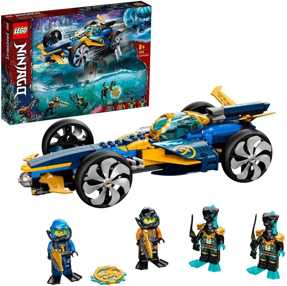 LEGO 71752 NINJAGO Ninja Underwater Speedder, Submarine Toy, Set of 4 Ninja Mini Figures
