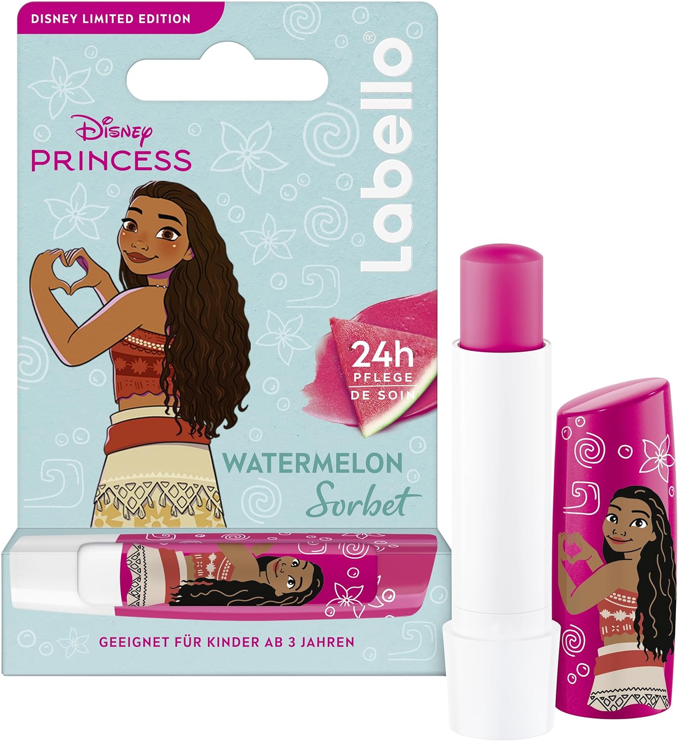 Labello Watermelon Sorbet Limited Disney Princess Edition, Scented Lip Balm with Watermelon Flavor, Nourishing Lip Balm for Ages 3+ (4.8 g)