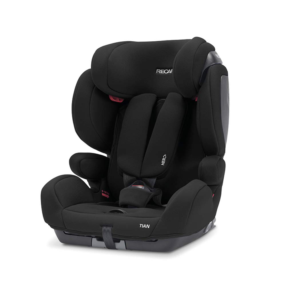 Recaro Kids Tian Child Seat (9-36 kg), Comfort and Safety, Universal Installation, Group 1-2-3, Isofix Connections Group 2-3 (Optional), Adjustable, Core Deep Black