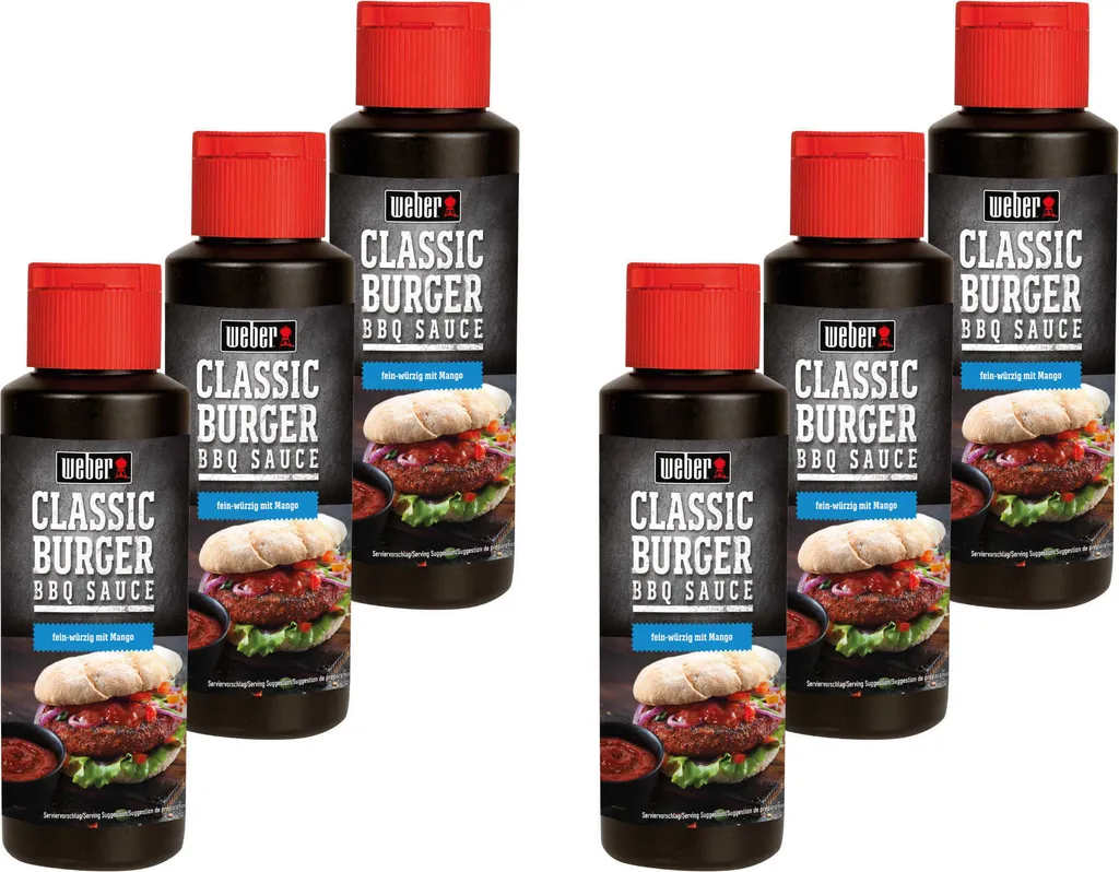 6x 300 ml Weber Sauce Classic Burger BBQ Grill Sauce Burger Sauces Bottle spicy