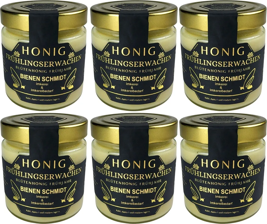 6x Deutscher Imkerhonig "FRÜHLINGSERWACHEN" 500 g im Glas Deutscher Honig Frühling