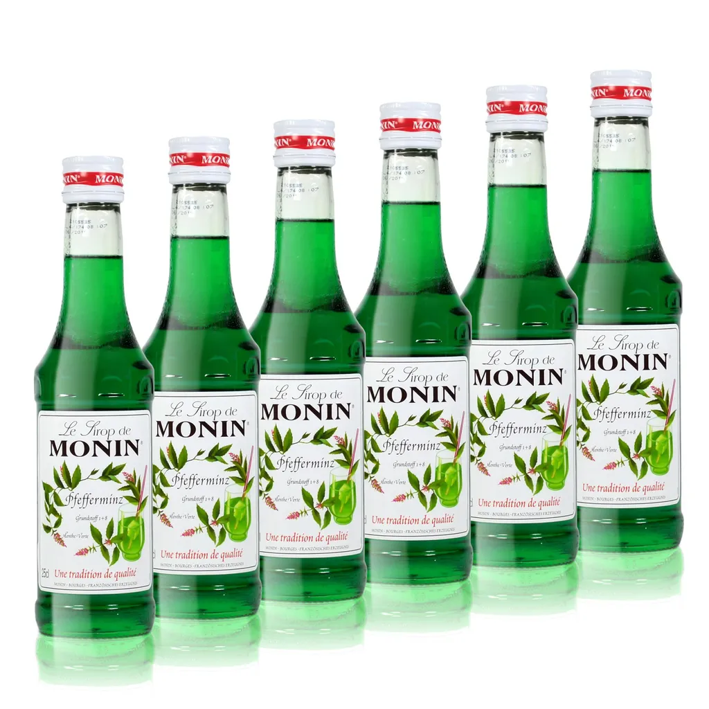 6x Monin Pfefferminz Sirup, 250 ml Flasche