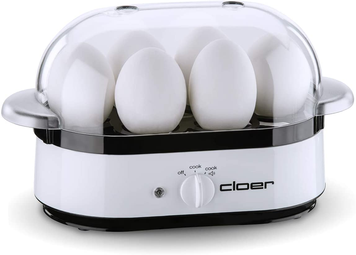 Cloer 6081 Egg Boiler with Sound Ready-to-Use Text Plastic White