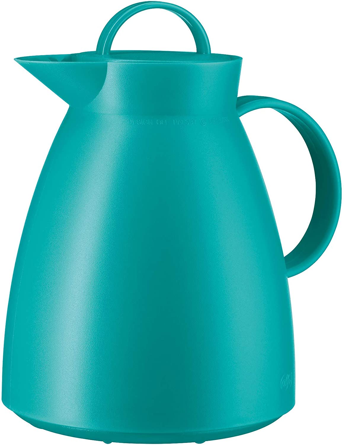 alfi Dan 0935.080.100 Thermos Teapot Plastic Frosted Turquoise 1.0 L Insulated Flask with Glass Insert Hot for 12 Hours Cold 24 Hours Large Opening for Tea Bags and Tea Filter BPA-Free