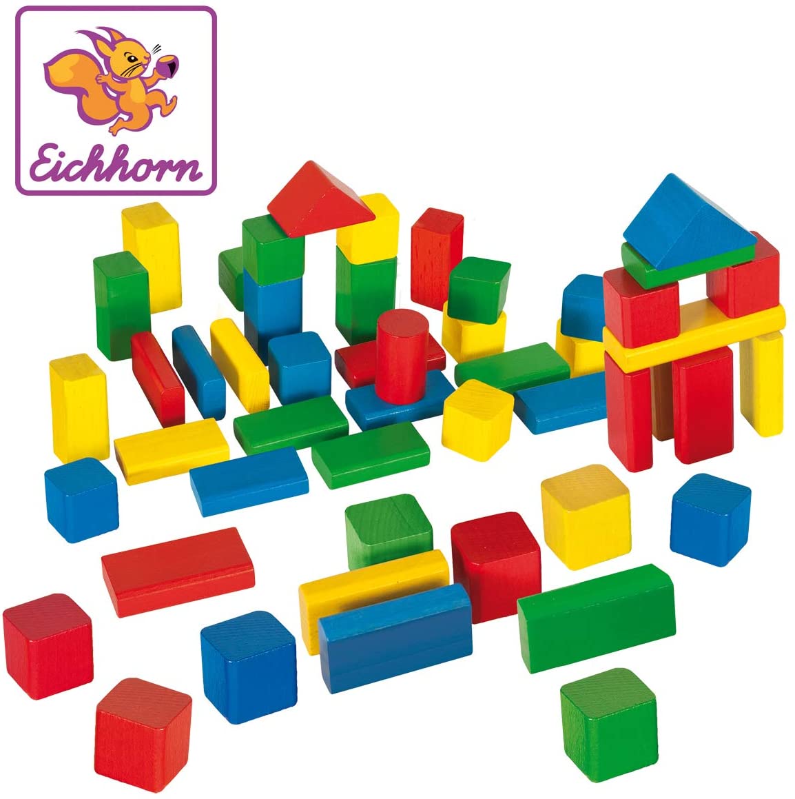 Eichhorn Colourful Wooden Building Blocks In One Shape, 25 Mm