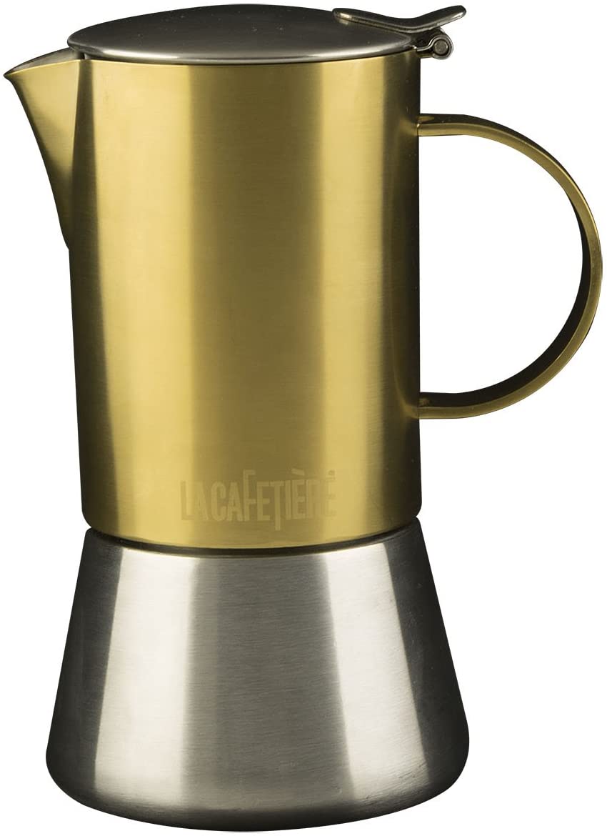 CREATIVE TOPS La Cafetière Edited 4 Cup Espresso Maker for Stove, Brushed Gold, Induction Hob, 200 ml (7 fl oz)