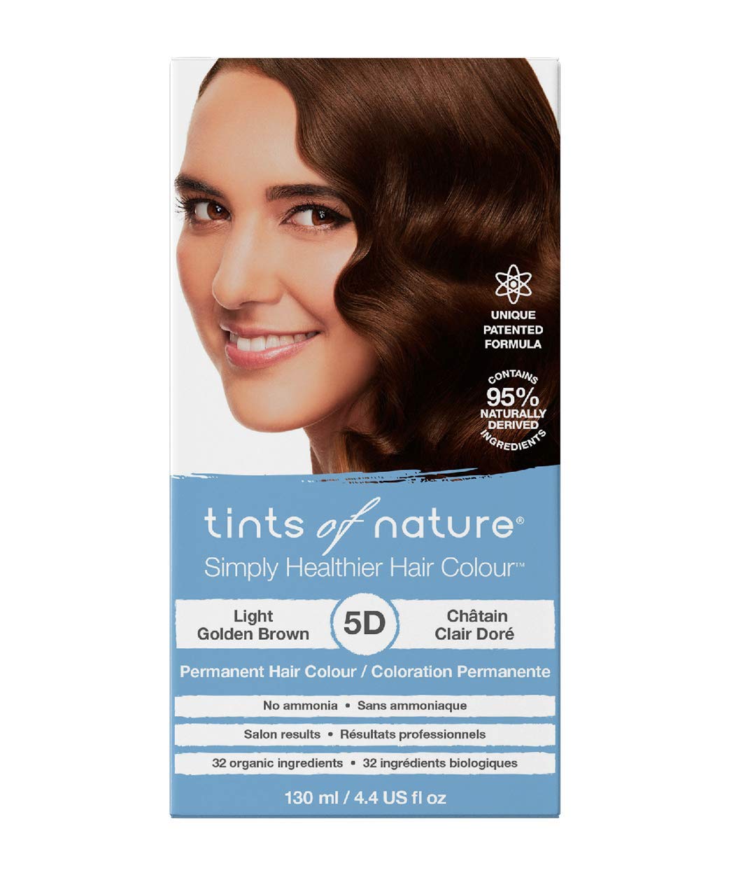 Tints of Nature Light Golden Brown Permanent Hair Dye 5D Nourishes Hair & Covers Greys - Single Pack, (5d) ‎golden