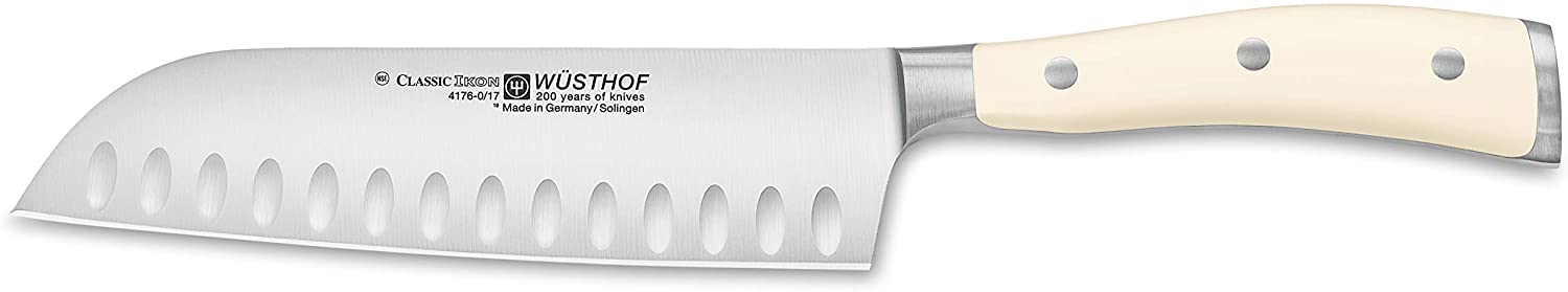 Wusthof Wüsthof Santoku Classic Ikon Crème (4176-6) 17 cm Serrated Blade Asian Kitchen Knife Rustproof Stainless Steel White Handle