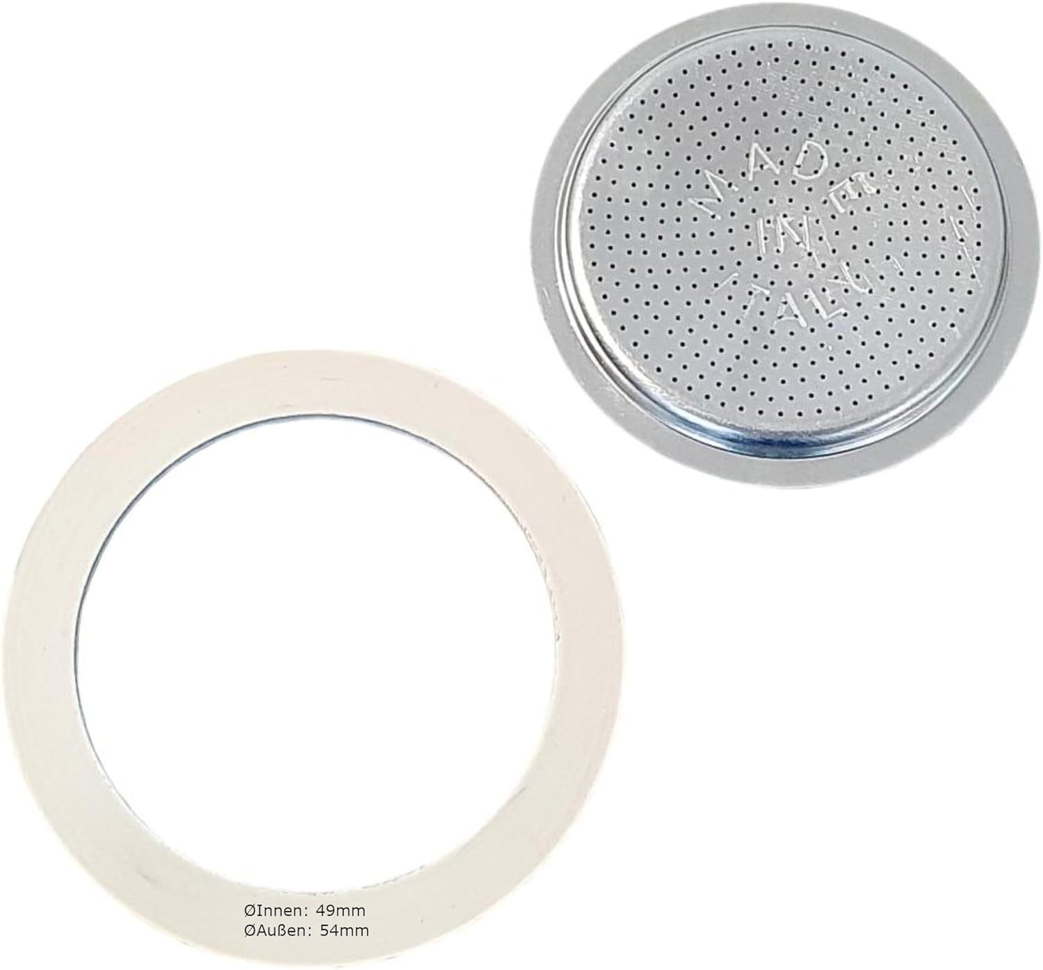 Harren24 Filter and Seal for Espresso Maker, Compatible with Bialetti Espresso Pot for 2 Cups, Outer Diameter 54 mm, 5.4 cm, inner diameter 49 mm, 4.9 cm, replacement Seal, Sealing Ring