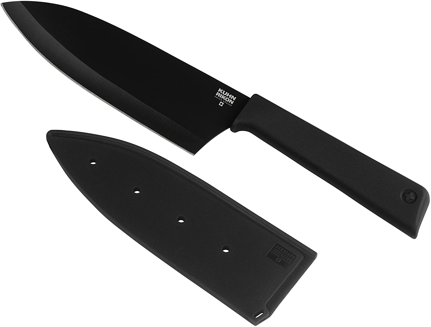 Kuhn Rikon Large Colori Plus Non-Stick Santoku Knife, Black