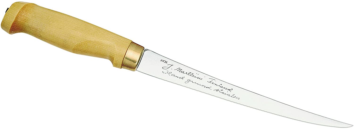 Marttiini Knife, 19cm blade, wooden handle, leather cover - 19 CM