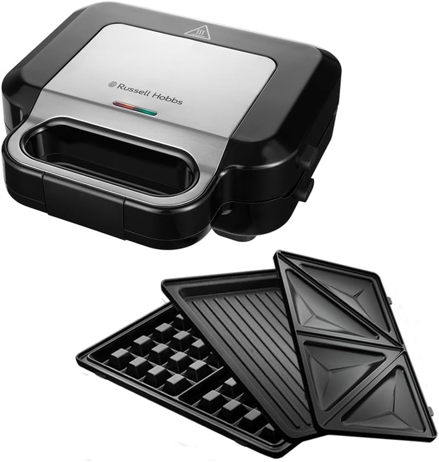 Russell Hobbs Creations 26810-56 Multifunctional 3-in-1 Sandwich Maker, Waffle Iron, Contact Grill (Dishwasher-safe, Non-Stick Coating & Extra Deep Plates, BPA-Free)