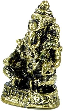 GURU SHOP Small Elephant Talisman from India - Motif 2, Gold, Sculptures & Statues
