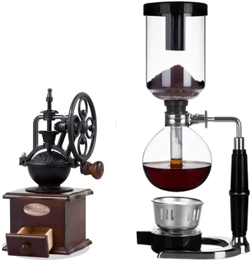 Chunjiao Manual coffee grinder, coffee siphon coffee set, coffee siphon set, 3/5 cups, 4 types of vacuum coffee machines, coffee machine (colour: D)