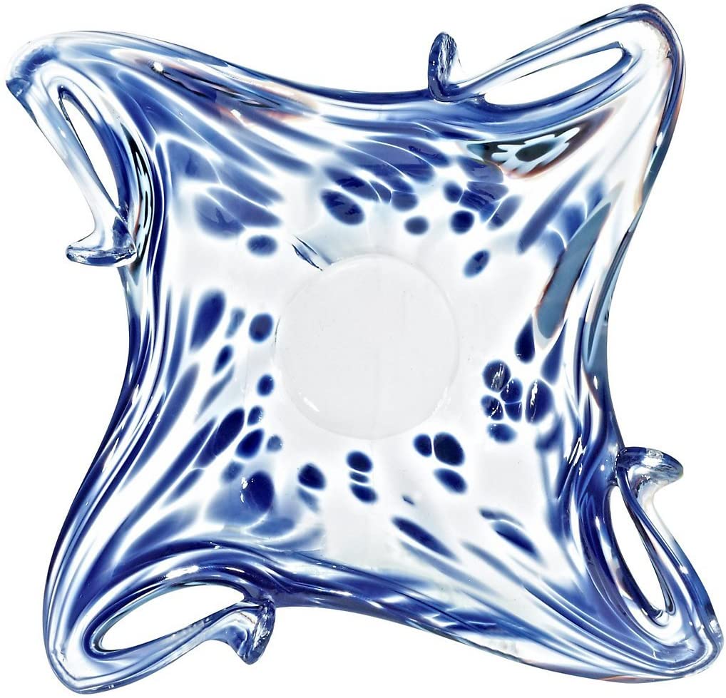\'Bowl, Fruit Bowl, Sweets Bowl \"Manici Arzano Transparent/blau, 16 x 16 cm, Handgeformte and Blown Glass – Each Piece Is Unique (Art Glass, Cristalica)