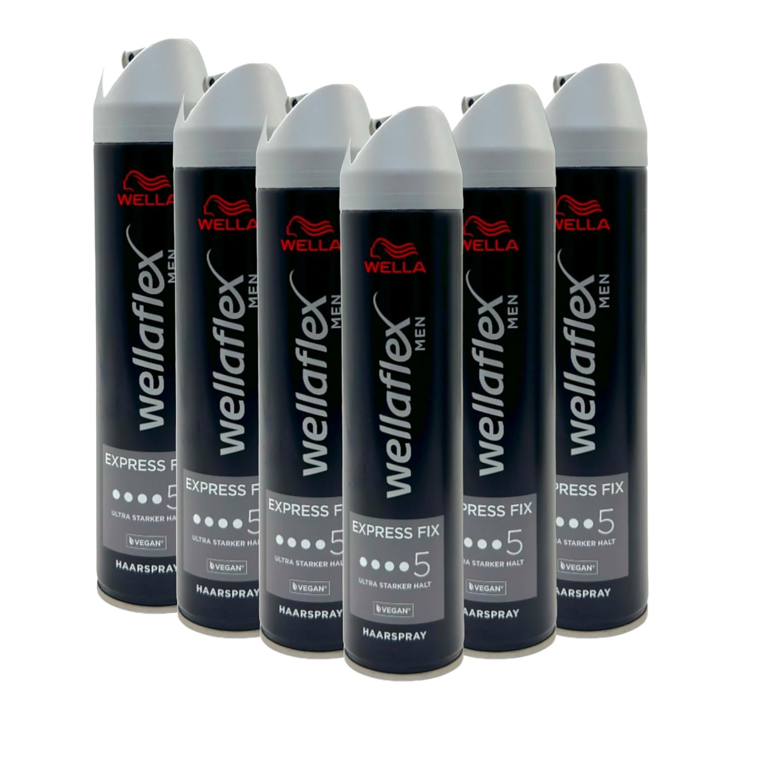 Wella Wellaflex Hair Spray Men Express Fix Ultra Strong Hold 250 ml | Hair Spray for Ultra Strong Hold | Maintains Style Up to 48h (Pack of 6)