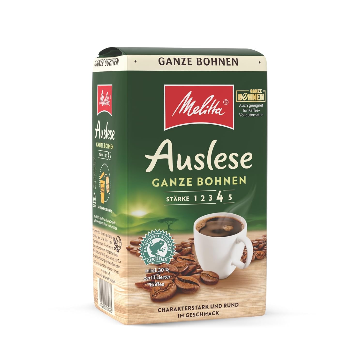 Melitta Auslese Filter Coffee 500 g, Whole Coffee Beans, Beans for Filter Coffee Machines, Strong Roasting, Roasted in Germany (Pack of 10)