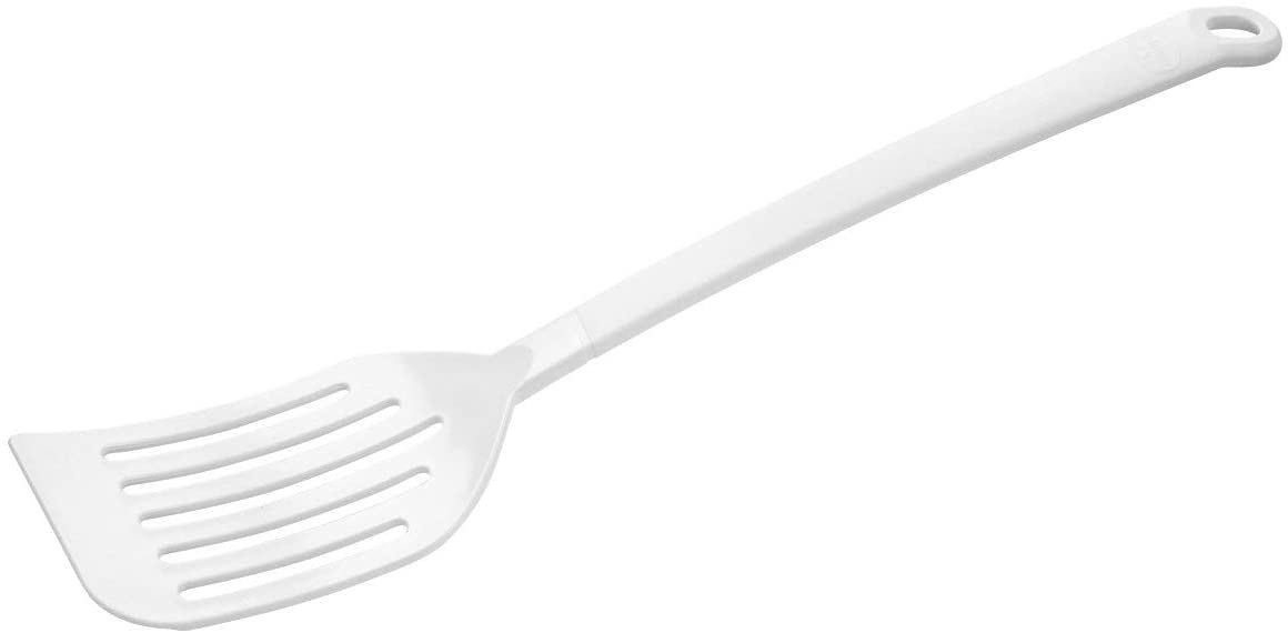 Dr. Oetker 2707 Slit Turner 33 cm Pure White Nylon Kitchen Aid with Elegant Design Spatula for Coated Pots and Pans Heat Resistant and Dishwasher Safe (Colour: White) Quantity: 1 Item