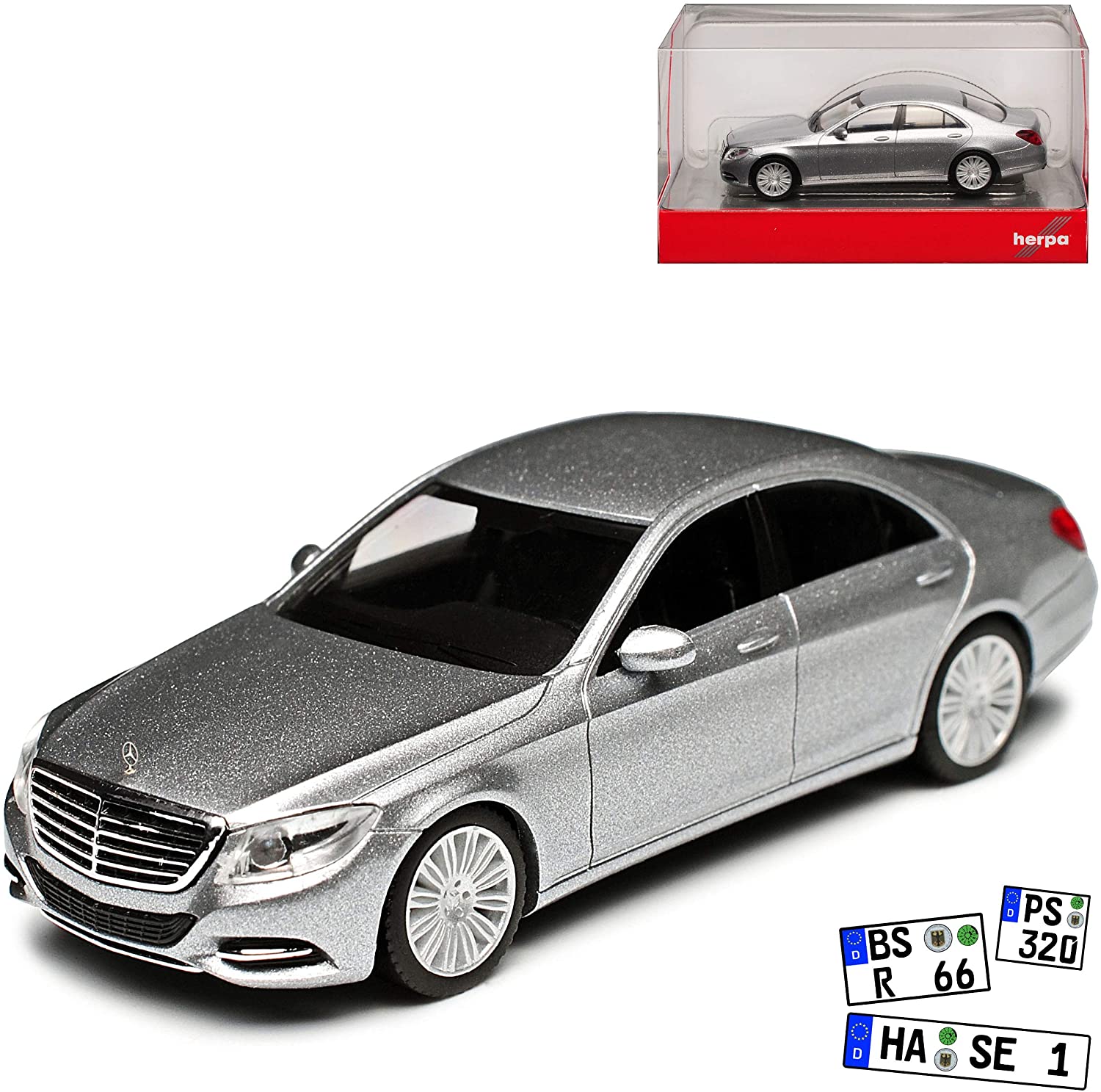 Herpa Mercedes-Benz Mercedes-Benz S-Class Sedan Silver Metallic W222 From 2013 H0 1/87 Herpa Mo