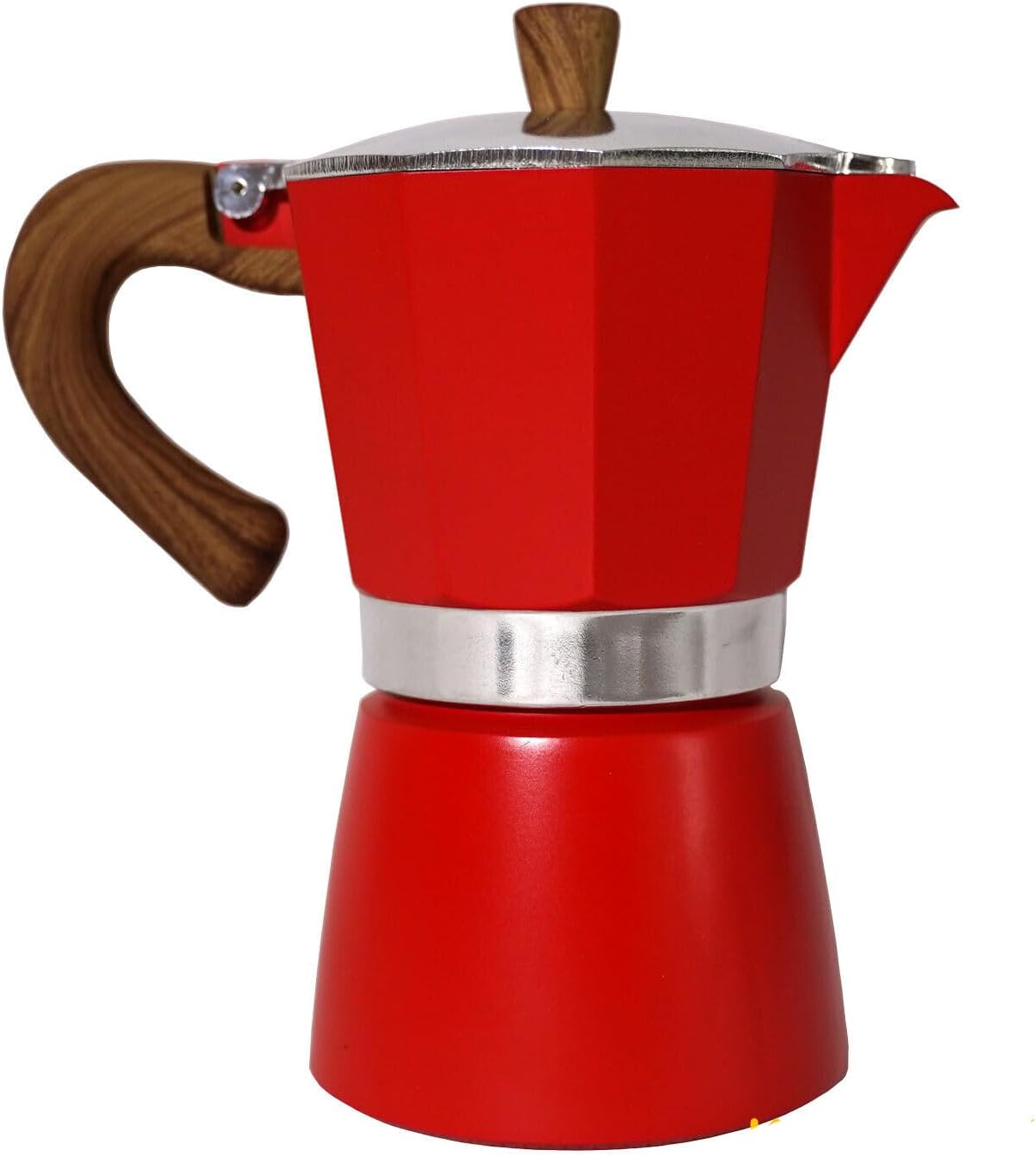 Crisis -Proviant Karlspace Premium Espresso Maker Coffee Aluminum for 6 Cups - In Various Colors - Top, Espresso Maker, Italian Coffee, Moka Jug Coffee Maker Aluminum (Red)