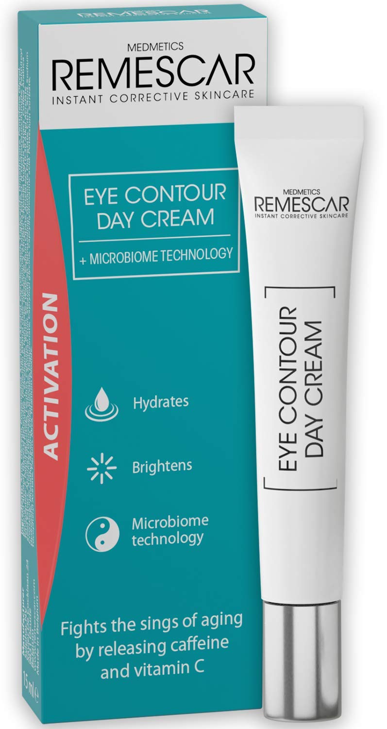 Remescar Eye Contour Day Cream - Additional Caffeine and Vitamin C to Reduce Signs of Skin Ageing - Smooths and Brightens the Eye Area - Microbiome Technology to Restore Skin Complexion