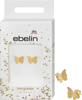 ebelin stud earrings in butterfly shape / gold-plated costume jewelry, 2 pcs