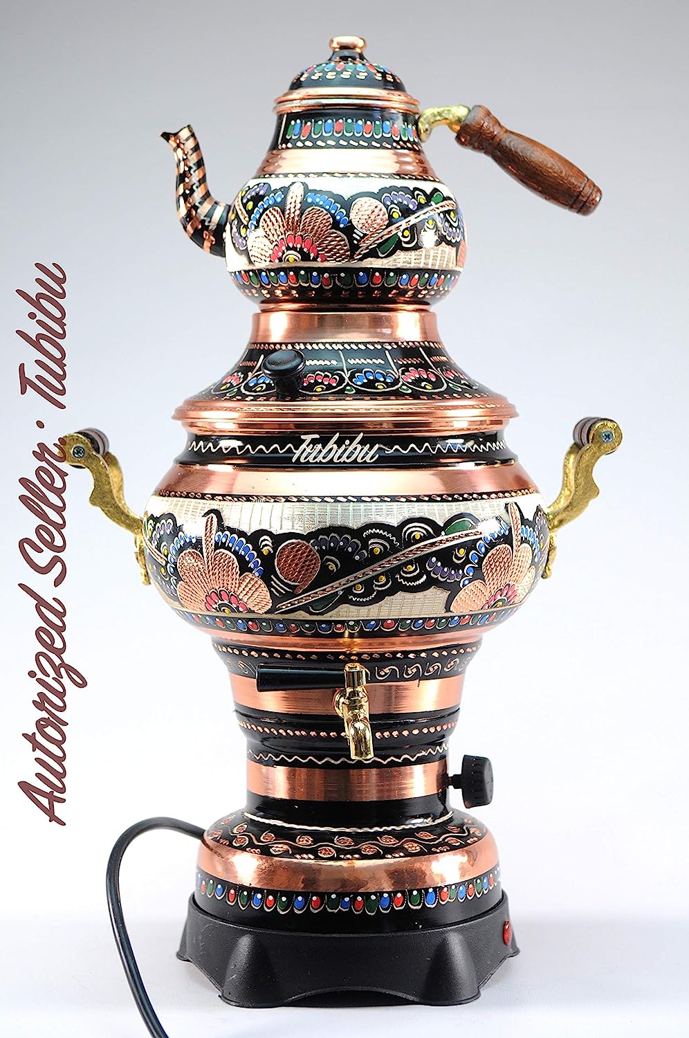 Copper Samovar Teapot Set Electric Operated Handmade Genuine Copper Samovar (220V)