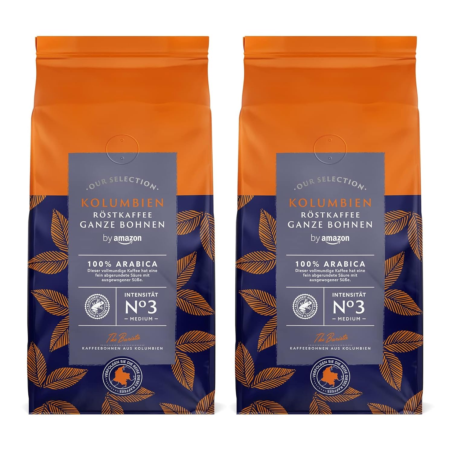 by Amazon Colombia Medium Roast Coffee Beans 1kg - 2 Packs of 500g - Rainforest Alliance Certified
