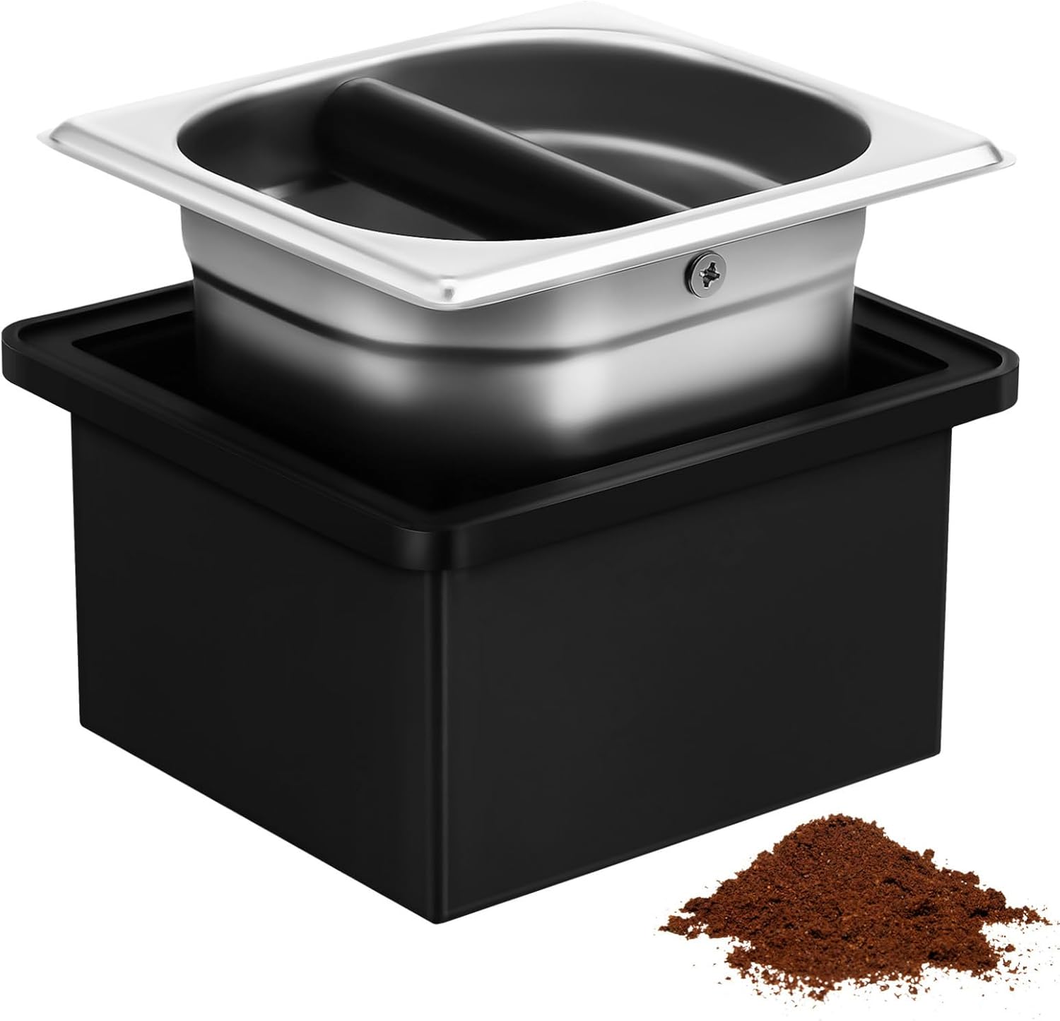 HOLIDYOYO Espresso Knock Box Coffee Grounds Container Made of Stainless Steel Coffee Grounds Bin Slag Bucket with Noise-Reduced Base for Coffee in the Home Office