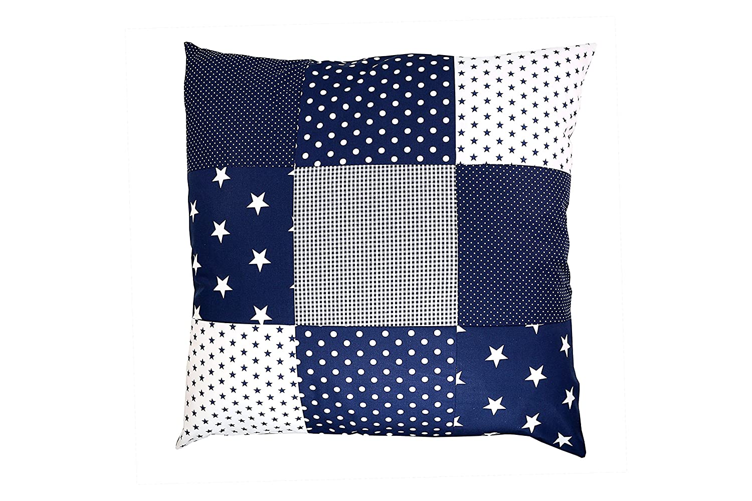 Ullenboom ® Patchwork Cushion Cover Blue Stars (60 X 60 Cm Cushion Cover, 1