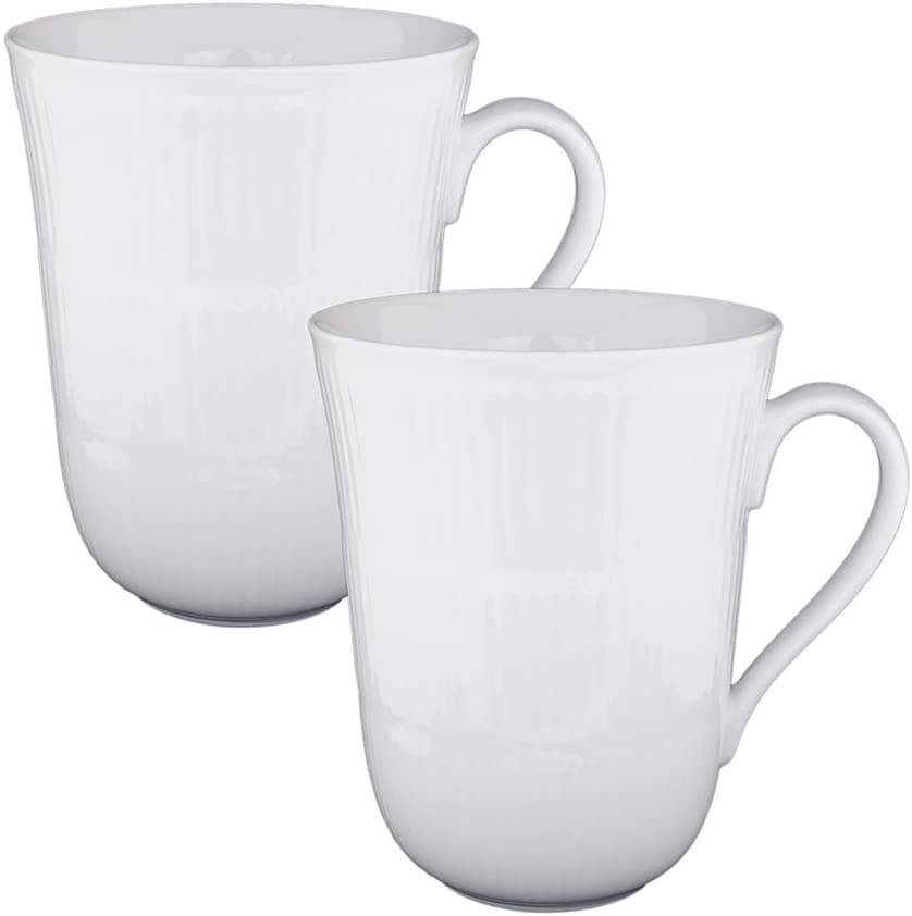 Royal Copenhagen White Ribbed mugs 33 cl, 2 Pieces