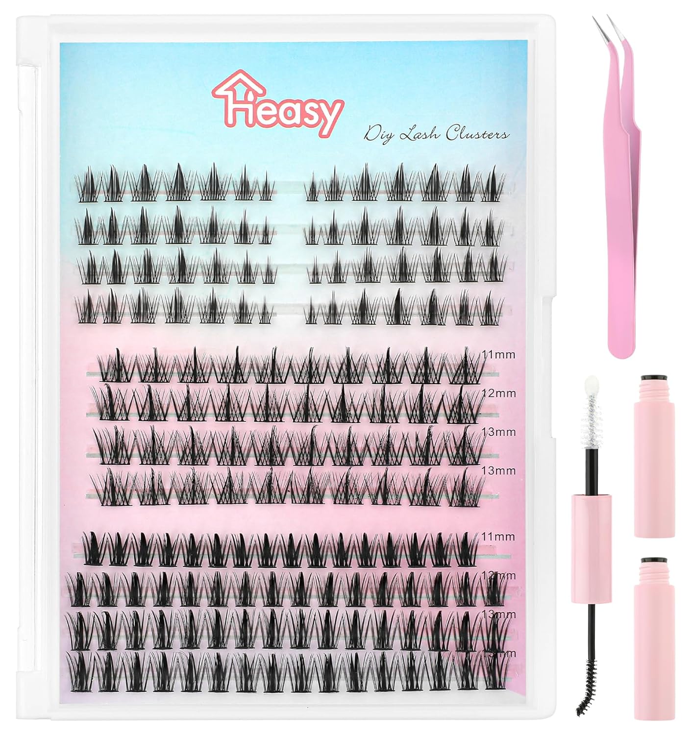 Heasy Lash Cluster Set, Manga Style Eyelash Clusters, 160 Pieces Eyelash Clusters with Spikes in 3 Styles, Manhua Eyelash Clusters, Individual Eyelashes, Korean Eyelashes, Hairdressing Salon, DIY