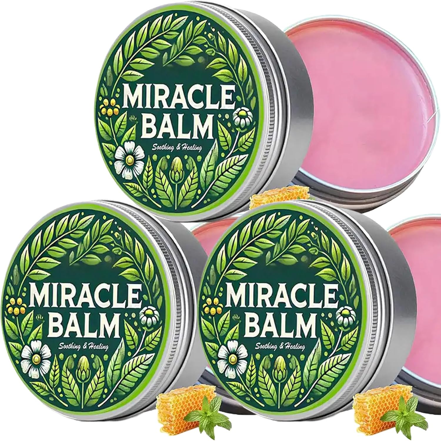Miracle Balm, Natural Ingredients, Soothing Joint Cream for Legs, Arms, Back Relaxed and Comfortable (3 Pieces, X)