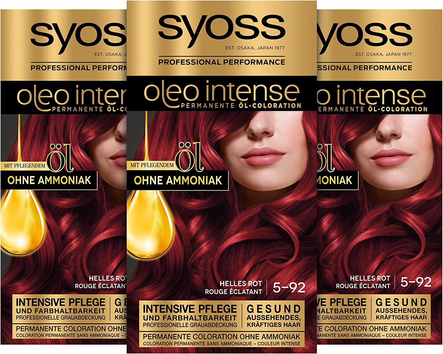 Syoss Oleo Intense Oil Colouration 5-92 Bright Red (115ml) Permanent Hair Colour with Nourishing Oil Ammonia Free