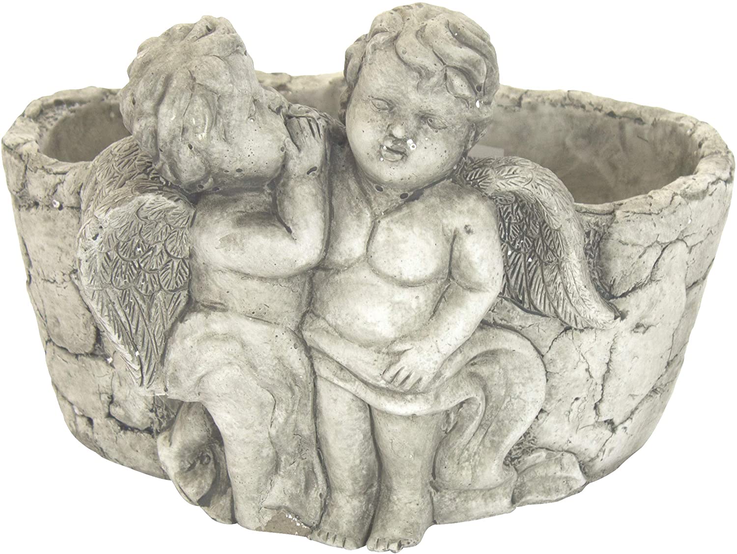 Daro Deko Earthenware Plant Pot With Pair Of Angels