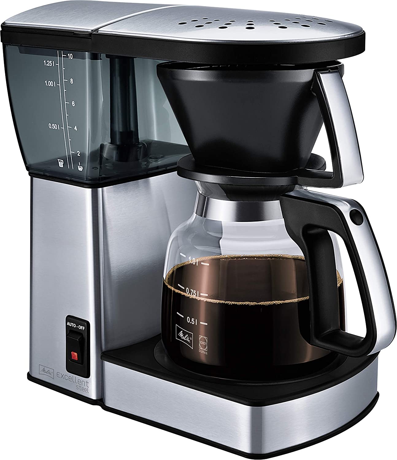 Melitta Excellent 4.0 Electric Coffee Maker - High Quality Coffee Preparation for Everyday Use and Party - Black, Stainless Steel